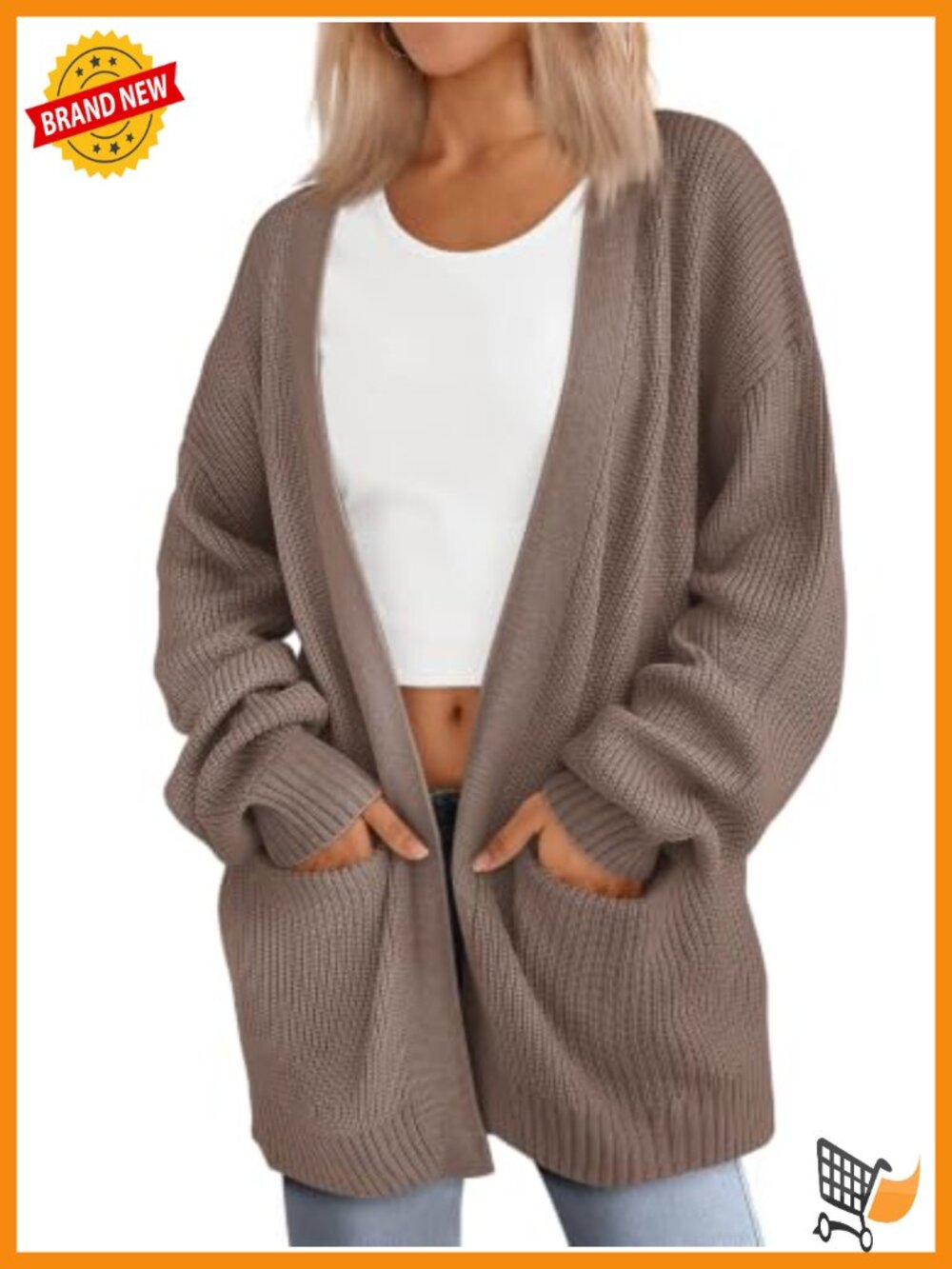 Oversized Soft Knit Cardigan Sweater with Pockets Long Sleeve Fall